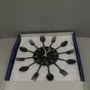 Timelike Kitchen Wall Clock, 3D Removable Modern Creative Cutlery Kitchen Spoon Fork Wall Clock Mirror Wall Decal Wall Sticker Room Home Decoration (Black)