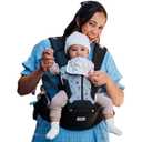 Baby Carrier, MOMTORY Safety-Certified 6-in-1 Baby Carrier Newborn to Toddler, Adjustable Detachable Infant Baby Hip Seat Carrier for 7-50lbs, All Seasons, Perfect for Shopping Travelling (Black)