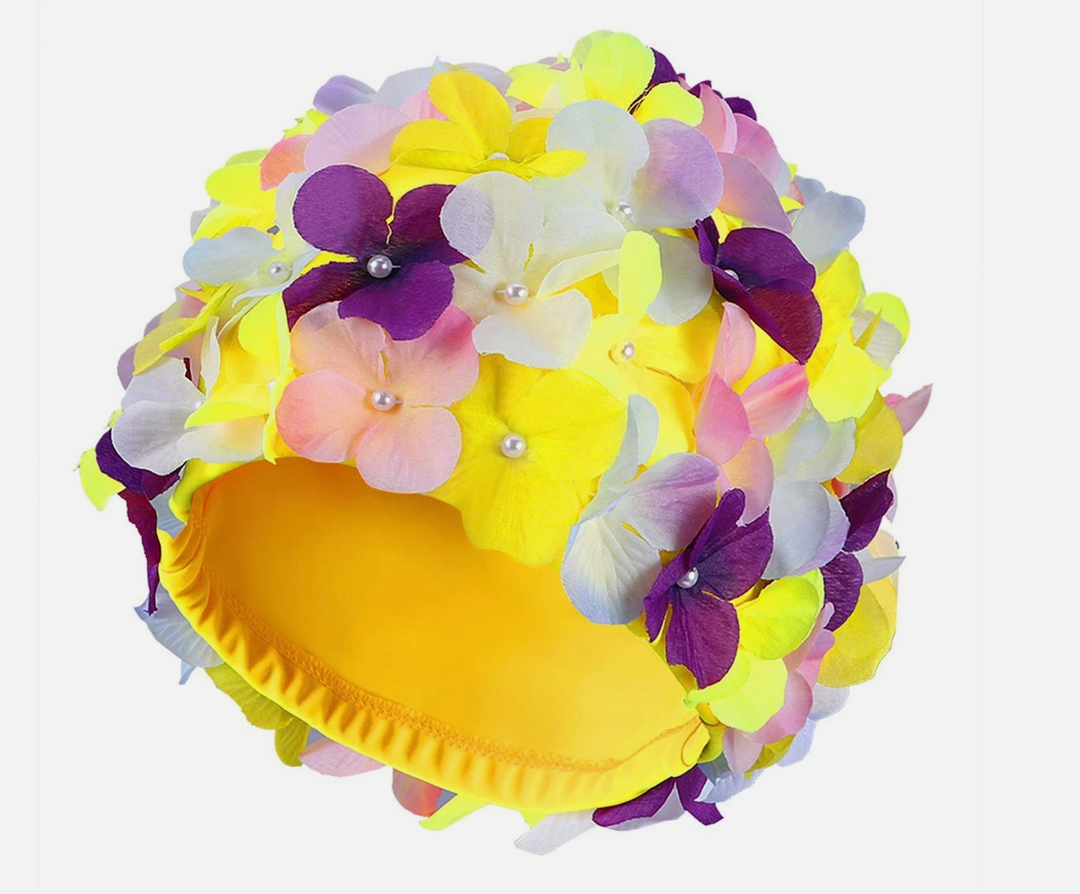 WINOMO Fashionable Swim Cap Floral Petal Stylish Swimming Hat Bathing Caps