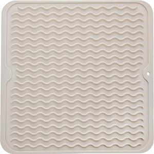Silicone Dish Drying Mat for Multiple Usage,Easy clean,Eco-friendly,Heat-resistant Silicone Mat for Kitchen Counter or Sink,Refrigerator or Drawer liner Tapioca M 12 inches x 12 inches