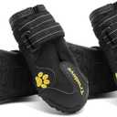 TRUE LOVE Dog Shoes Waterproof Anti-Slip Rain Boots with Reflective TLS3961(Black, 1#)