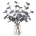 Bessol Artificial Eucalyptus Stems in Glass Vase with Faux Water Halloween Decor, 14 Fake Plants for Home Decor Table Centerpieces Office Bathroom Faux Plants Indoor Black Decorations