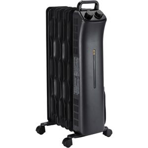 Amazon Basics Portable Oil Space Heater with 7 Oil-Filled Fins, 3 Heat Settings, Adjustable Thermostat, Tip-Over and Overheat Protection, ETL Safety Certificate, 1500W, Black