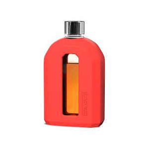 Delove Modern Glass Hip Flask with Silicone Sleeve- Small Portable Travel Liquor Flask- Clear Pocket Drinking Alcohol Flask for Men&Women- Wedding Party, Groomsman, Bridesmaid, Gift- 7.5oz/220ml, Orange 