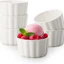 8 oz Small Dessert Bowls, Ramekins Oven Safe, Ceramic Small Serving Bowls for Dessert, Snacks, Creme Brulee, Ice Cream, Set of 6, White