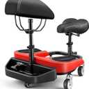 Kneeling Sitting Creeper with Chest Support, Rolling Knee Pads with Adjustable Seat & Tool Tray, 3-Inch Multi-Terrain Casters & Anti-Flip Protection for Tile Flooring, Auto Repair & Gardening