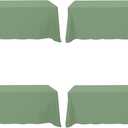 BRILLMAX 4 Pack Sage Green Tablecloths 90 x 156 Inch for 8ft Rectangle Tables - 150 GSM Polyester Fabric, Floor Length Drop, Water, Stain & Wrinkle Resistant Cloth Cover for Wedding Reception Banquet