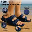 Trailvia Comfortable Footbed Sandals for Men & Women  Adjustable Buckle & Arch Support, Waterproof Summer Slides for Outdoor, Beach & Everyday Adventures (Navy)