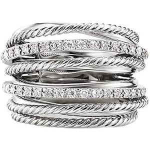925 Sterling Silver Cross Rings Diamond Ring Cubic Zirconia Rings Fashionable Multi-Ring Combination of Two Colors CZ Diamond Multi Row Ring Eternity Engagement Wedding Band Ring for Women 9