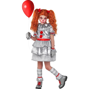Morph Movie Clown Costume For Girls - Scary Kids Halloween Costume - Creepy Clown Outfit For Girls, Size X-large