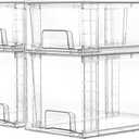 Vtopmart 4 Pack Clear Stackable Storage Drawers,Under Sink and Kitchen Organizers Storage,Easy to Assemble Plastic Drawers for Baby Bottle,Medicine, Bathroom,Cabinet and Pantry Organization