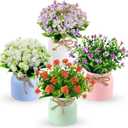 Der Rose 4 Pack Fake Flowers Small Artificial Faux Plants Indoor Summer Spring Decor for Centerpiece Table Decorations Home Office Desk Wedding Apartment Decor