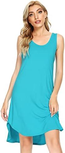 WiWi Viscose from Bamboo Nightgowns for Women Soft Sleeveless Tank Sleep Shirts Plus Size Sleepwear Night Dress, L