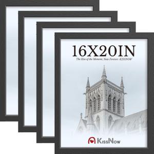 16x20 Picture Frame 4 Pack, Black Solid Wood, Gallery Wall Hanging
