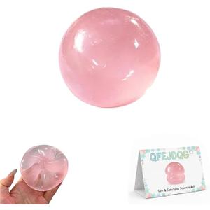 Squishy Coconut Oil Stress Ball Slow Rebound Sensory Squeeze Balls Crunchy Fidget Balls Gifts for Adults Help for Relax Focus Autism ADHD Portable Odorless Non-Sticky Easy to Clean(Pink)