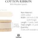 Vitalizart White Cotton Ribbon Handmade Fringe 5/8" x 21 Yd Cream Pure Natural Cotton Ribbons for Gift Wrapping Wedding Invites Bridal Shower Bouquets Holiday Decor