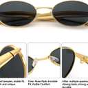 Dollger Retro Oval Sunglasses for Women Men Vintage Trendy 90s Gold Metal Frame Sun Glasses UV400 Protection Black Shades