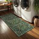 Lahome Claude Floral Hallway Runner, 2x6 Green Washable Runner Rug for Kitchen Non Slip, Soft Stain Resistant Long Carpet for Bathroom Entryway with Rubber Backing