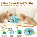 Potaroma Cat Toys 3-in-1 Automatic Interactive Kitten Toy, Fluttering Butterfly, Random Moving Ambush Feather, Track Balls, Dual Power Supplies, USB Powered, Indoor Exercise Cat Kicker (Blue)