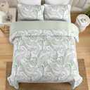 WONGS BEDDING Paisley Quilt Set King Size,3 Pieces Boho Quilt Bedspread, Soft and Lightweight Microfiber Coverlet Bedding Set for All Season(110''x90'')