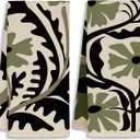 Abstract Olive Green and Black Boho Floral Kitchen Towels Set of 270s Retro Flower Botanical Dish Towels for Kitchen Drying, Dark Cottagecore Neutral Hand Towels for Bathroom, 16x24 Inch