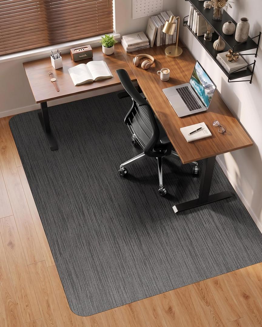 Modkin Extra Large Office Chair Mat for Hardwood Floor, 47.2" x 60", Black