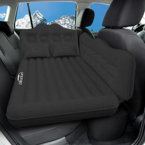 Car Air Mattress, Inflatable SUV Truck Camping Mattress for Back Seat, Thickened Travel Car Bed Sleeping Pad with Air Pump 2 Pillows (Dark Black)