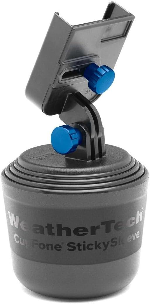 WeatherTech CupFone  Adjustable, Universal Cup Holder Phone Mount Accessory for Car  Compatible with iPhone & Other Smartphones  Open Access Design for Cell Phone Charging - Royal Blue Metal Knobs