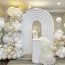 Pearl White Balloon Garland Arch Kit 132 Pcs Bow Coquette Sand White Ivory Party Balloons with Pastel Pink Long Latex Balloon for Girls Princess Wedding Baby Shower Bridal Birthday Party Decor