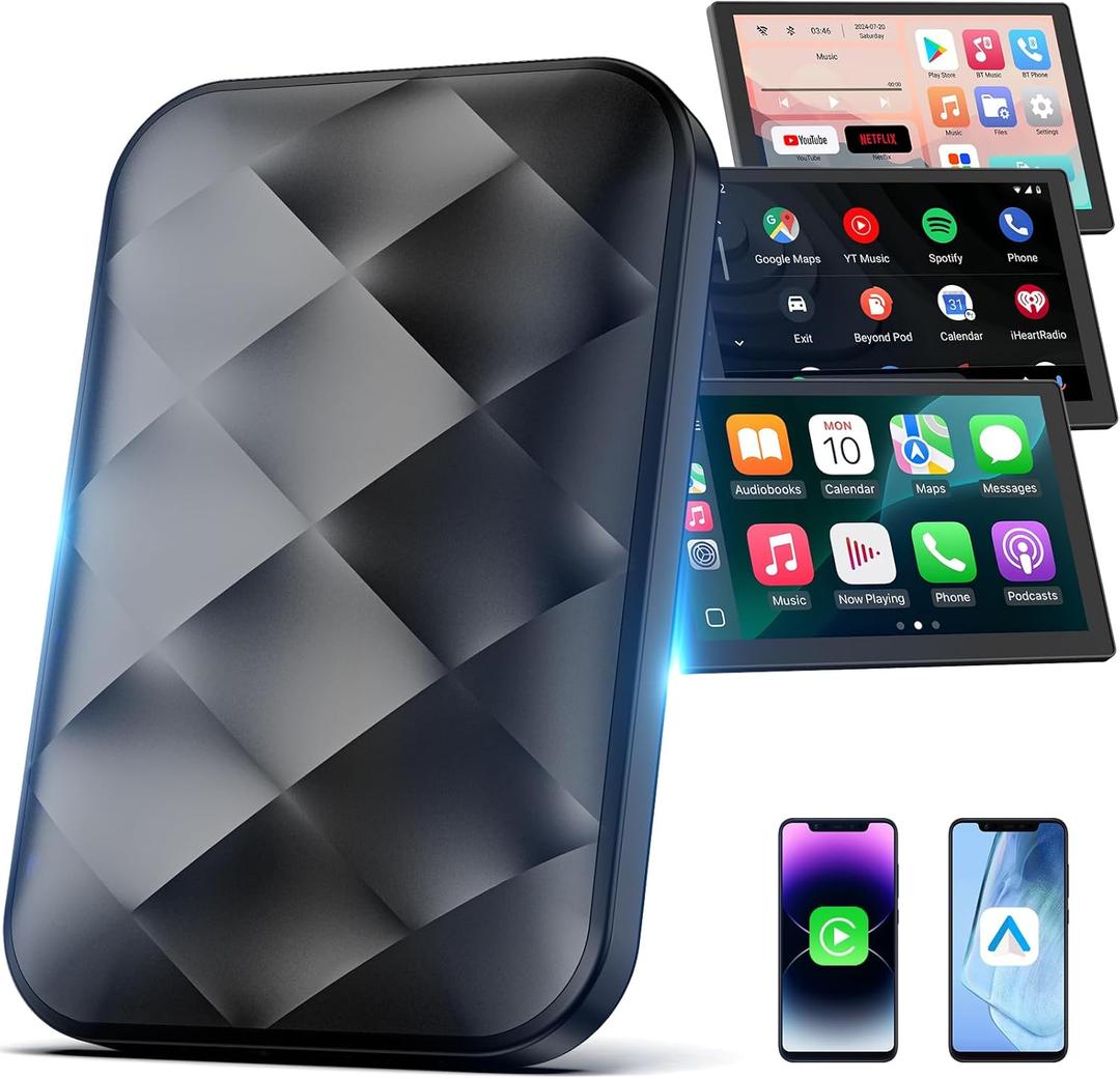 Magic Box 2.0, Wireless CarPlay Adapter for Apple CarPlay, Android Auto Adapter Converts OEM Wired to Wireless, Supports Netflix/YouTube/TF Card for iPhone iOS 10+ & Android