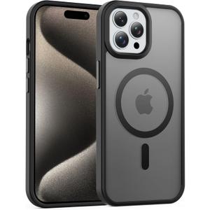 2 x for iPhone 15 Pro Case, Compatible with Magsafe, Anti-Yellowing, Military-Grade Protection, Shockproof Slim Magnetic Phone Case Cover, Black