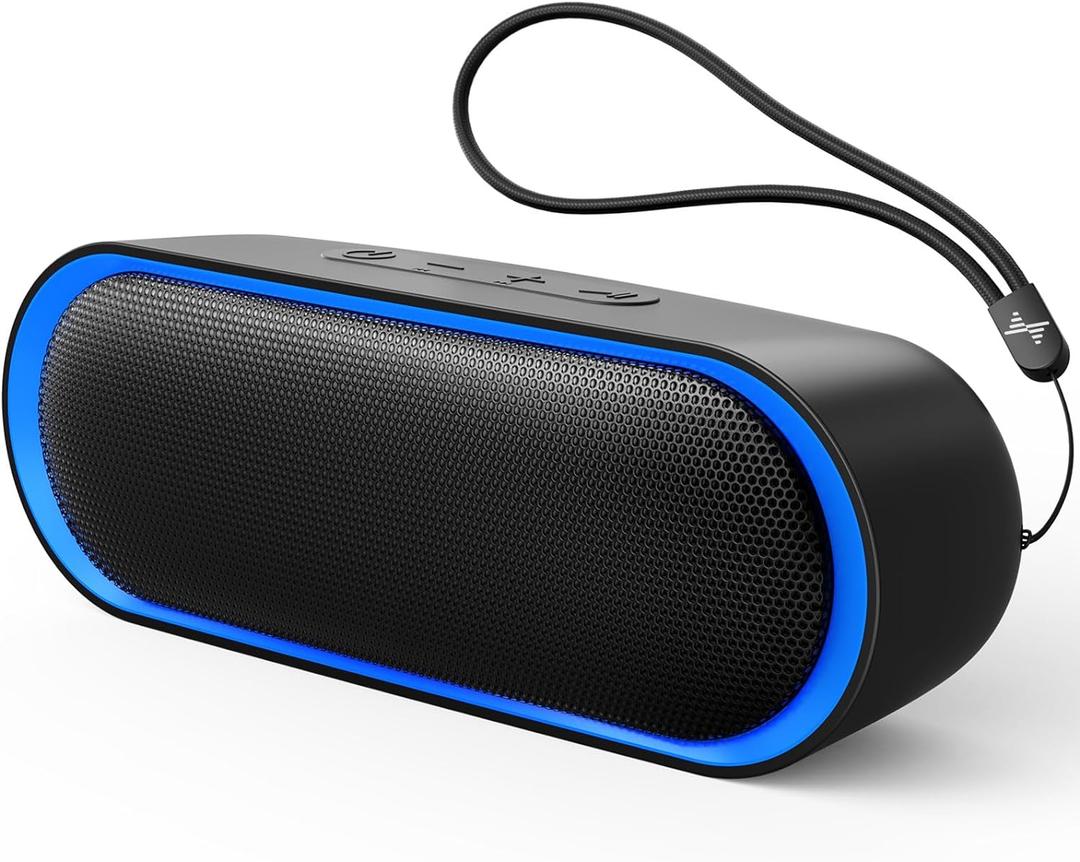 LENRUE Bluetooth Speakers, Waterproof Portable Speakers with TWS, 24 Playtime, Stereo Sound, Wireless for Home Shower Pool Beach Outdoor (Black)