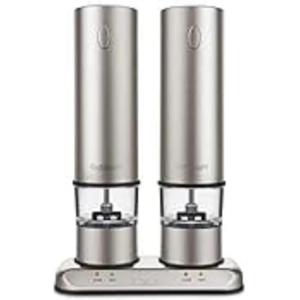 Cuisinart Rechargeable Electric Salt & Pepper Mill Set in Brushed Stainless Steel SP-4 | Newest Model, 2.61"W x 3.94"H