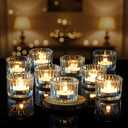 Homemory 12 Pcs Tealight Candle Holders, Clear Votive Candle Holders, Glass Candle Holder for Table Centerpiece, Wedding, Baby Shower, Birthday, Party, Halloween, Christmas