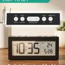 ORIA Battery Operated Digital Clock, Digital Alarm Clocks for Bedrooms with Auto Dimmer, Large LCD Display, Indoor Temp & Date, Small Desk Clock for Kids, Teens, Seniors, Batteries Included