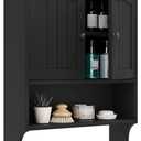 Smuxee Black Bathroom Cabinet Wall Mounted with Towels Bar, Medicine Cabinet with 2 Door Adjustable Shelves, Over Toilet Cabinet for Bathroom Laundry Room Kitchen