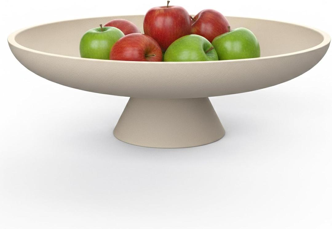Handmade Concrete Decorative Bowl  Solid Modern Fruit & Key Bowl for Kitchen Counter, Entryway Table & Coffee Table Centerpiece with Non-Slip Cork Base, Beige Home Decor