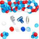 Balloon Garland Arch Kit-Blue, Red, White with Strip Tape, Blue Knotting Device, White Ribbon for Boy Party, Wedding, Birthday party decoration gift