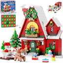 Advent Calendar 2025 for Kids Adults Teens, Christmas House Building Blocks Coundown Calendar Christmas New Year Gift Box with Xmas Tree Cottage Santa Bricks Toys Set for Boys Girls Women Men Age 6+