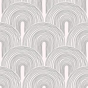 VEELIKE Boho Arcs Geometric Wallpaper Peel and Stick Scandinavian Style Art Deco Wallpaper for Bedroom Bathroom Accent Wall 17.7''x118'' Removable Prepasted Geometric Contact Paper for Walls Shelves