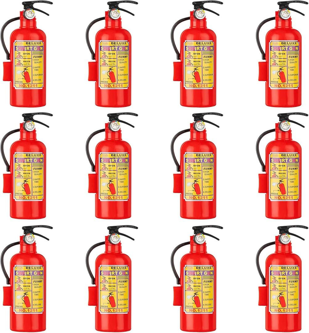 CCINEE 12Pack Fire Extinguisher Toys Mini Water Firemen Squirter Water Water Squirt Gun for Kids Teens Adults Summer Outdoor Games Birthday Swimming Pool Party Favors,4.2Inch