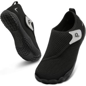 relxfeet Walking Shoes Women Men Wide Diabetic Shoes Adjustable Barefoot Shoes Zero Drop Lightweight Sneakers for Edema Swollen Feet Size 42(All Black)