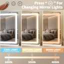 FENNIO 23" x 18" Vanity Mirror with LightsLED Makeup MirrorHollywood Mirror with 3 Color Modes & Adjustable Brightness Vanity Mirror White