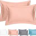 Helthep Super King Size Pillowcases Set of 2-20x40 Inches Pink Brushed Microfiber Soft and Cozy Comfortable PillowCovers with Envelope Closure, Wrinkle, Fade and Stain Resistant