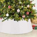White Tree Collar Christmas Tree Collar - 28 inch Tree Base Cover Plastic Tree Ring Xmas Ornament for Christmas New Year Party Gifts Festival Holiday Decoration (Basic w/o magnet-Large)