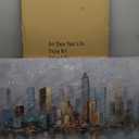 Enartly Abstract Cityscape Canvas Wall Art New York City Painting Modern Skyline Colorful NYC Grey Blue Picture, Large Size Framed for Bedroom Living Room Bathroom Home Office Wall Decor 40"x20"