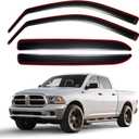 in-Channel Rain Guards for 2009-2026 Ram 1500 Classic Crew Cab, Window Deflectors Window Visors for 2010-2018 Ram 2500 & 3500 Classic Crew Cab, 2015 Ram 1500 Accessories, 4 Full-Size Doors (Black)
