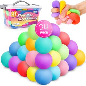 23 Pack Stress Balls for Kids Adults,Slow Rising Stress Ball, Fidget Toys for Anxiety Relief,Hand Therapy Sensory Squishy Ball,Bulk Squeeze Balls,Party Favors Classroom Prizes Goodie Bag Stuffers(2")