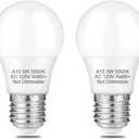 NETEHA 2 Pack A15 5W 120V E26 Base LED Refrigerator Light Bulb, Non-Dimmable 50W Equivalent 5000K Daylight White LED Appliance Light Bulb for Ceiling Fan and Lighting Fixtures