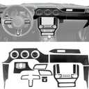 31 PCS Real Carbon Fiber Interior Trim Kit Compatible with Ford Mustang 2015-2023, Center Console Display Panel Trim AC Air Vent Trim, Interior Decor Sticker Accessories